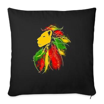 lion_rasta_dread - Sofa pillowcase 17,3'' x 17,3'' (45 x 45 cm) - black - Front