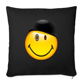 Smiley Glossy Bowler Hat - Sofa pillowcase 17,3'' x 17,3'' (45 x 45 cm) - black - Front