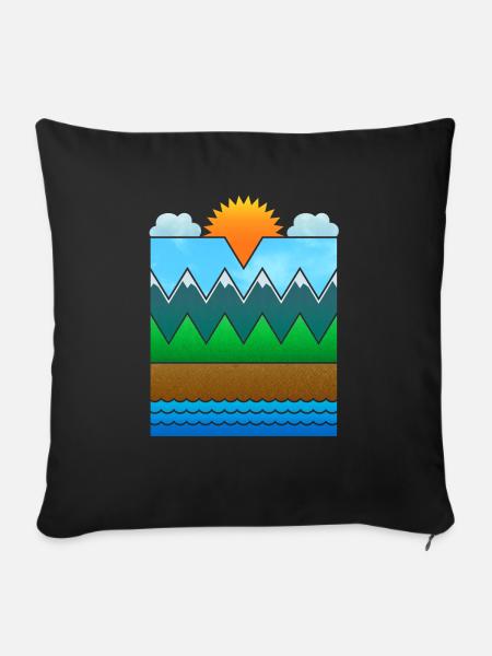 Landschaft (minimal) - Sofakissenbezug 45 x 45 cm - Schwarz