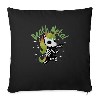 Death metal costume de licorne squelette Halloween - Housse de coussin décorative 45 x 45 cm - noir - Devant