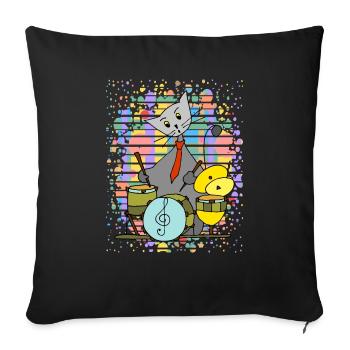 Chat - Housse de coussin décorative 45 x 45 cm - noir - Devant