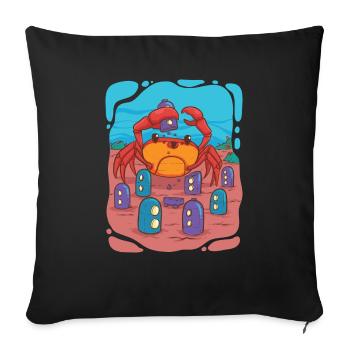 Crab visits underwater city - Sofa pillowcase 17,3'' x 17,3'' (45 x 45 cm) - black - Front
