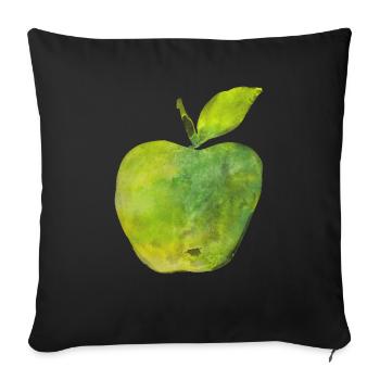 Green apple painted green watercolor watercolor - Sofa pillowcase 17,3'' x 17,3'' (45 x 45 cm) - black - Front