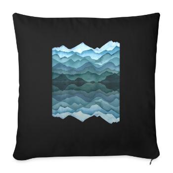 Aquarelle: paysage abstrait avec collines / montagnes - Housse de coussin décorative 45 x 45 cm - noir - Devant