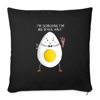 Œuf à la coque romantique - Housse de coussin décorative 45 x 45 cm - noir - Devant