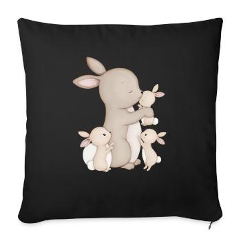 lapins mignons - Housse de coussin décorative 45 x 45 cm - noir - Devant