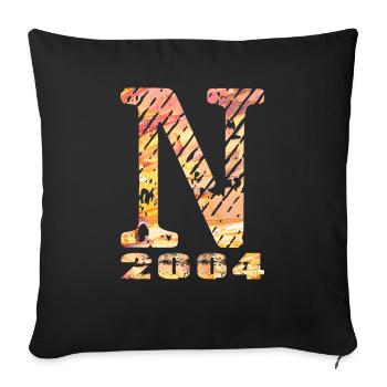 N 2004 Name Year of Birth Gift - Sofa pillowcase 17,3'' x 17,3'' (45 x 45 cm) - black - Front