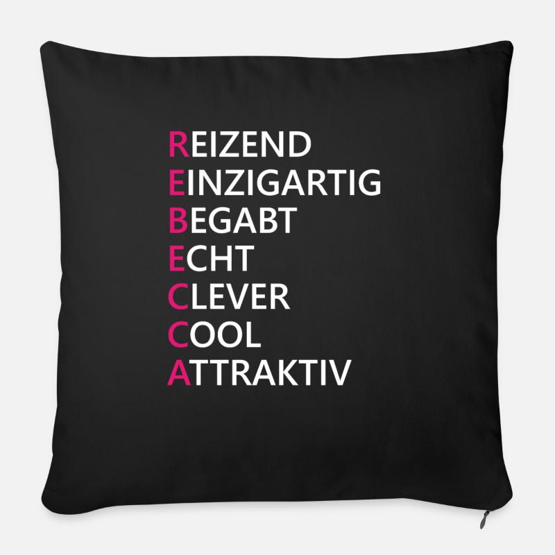 Rebecca Name Geschenk - Sofakissenbezug 45 x 45 cm - Schwarz