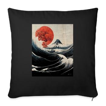 Océan Japonais - Housse de coussin décorative 45 x 45 cm - noir - Devant