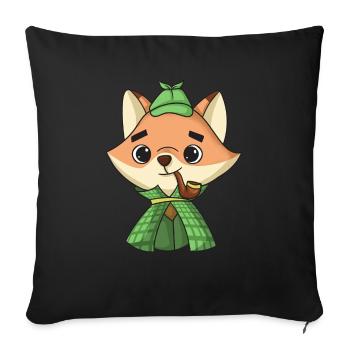 Fuchs-Detektiv - Sofakissenbezug 45 x 45 cm - Schwarz - Vorne