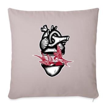 Heart Swallows black and red - Sofa pillowcase 17,3'' x 17,3'' (45 x 45 cm) - light taupe - Front
