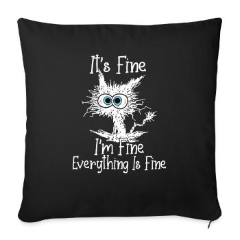 C’est bien je vais bien tout va bien chat noir - Housse de coussin décorative 45 x 45 cm - noir - Devant