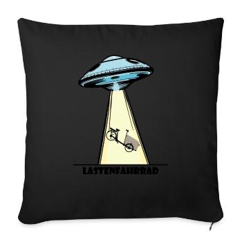 Ufo, Lastenfahrrad, Lastenrad, Cargobike, Aliens - Sofakissenbezug 45 x 45 cm - Schwarz - Vorne