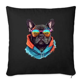 City companion: the ghost of the French bulldog - Sofa pillowcase 17,3'' x 17,3'' (45 x 45 cm) - black - Front