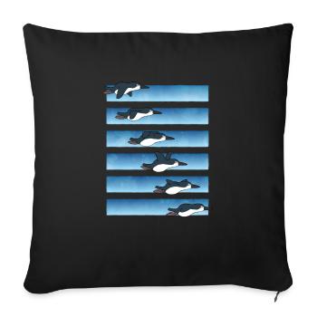 Animierter, fliegender Pinguin - Sofakissenbezug 45 x 45 cm - Schwarz - Vorne