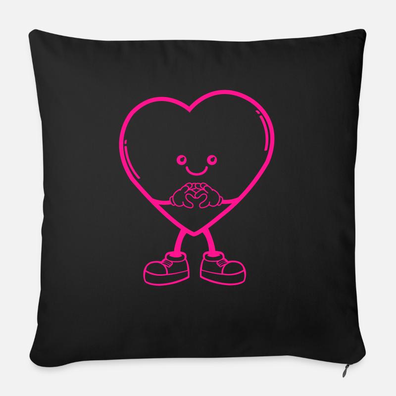 heart comic - Sofakissenbezug 45 x 45 cm - Schwarz