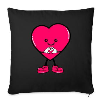 Coeur Bande Dessinée - Housse de coussin décorative 45 x 45 cm - noir - Devant