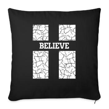 Croire Croix Jésus-Christ Foi Chrétien Amant - Housse de coussin décorative 45 x 45 cm - noir - Devant