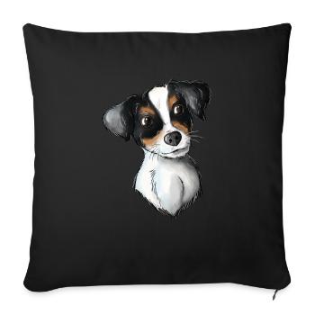 Jack Russell Pattern 3 - Sofakissenbezug 45 x 45 cm - Schwarz - Vorne