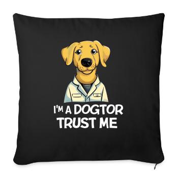 Happy Labradoodle as "Dogtor" - Sofa pillowcase 17,3'' x 17,3'' (45 x 45 cm) - black - Front