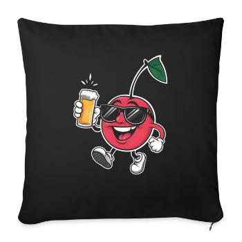 Kirsche Bier - Sofakissenbezug 45 x 45 cm - Schwarz - Vorne