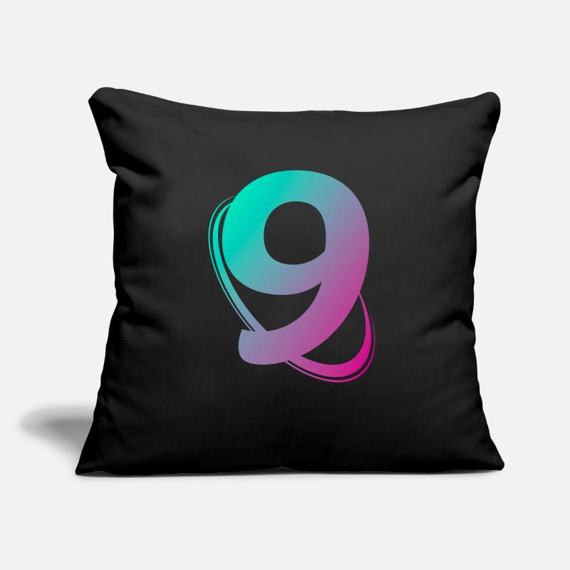 Numéro 9 multicolore Housse de coussin décorative 45 x 45 cm