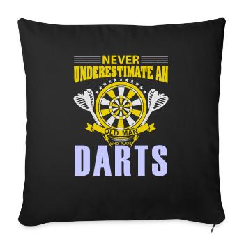 Darts Player Steeldart Funny Dart 180 Darts - Sofa pillowcase 17,3'' x 17,3'' (45 x 45 cm) - black - Front