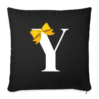 Lettre y nœud jaune - Housse de coussin décorative 45 x 45 cm - noir - Devant