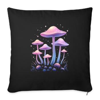 Magic Mushrooms Design - Mystic Forest - Sofa pillowcase 17,3'' x 17,3'' (45 x 45 cm) - black - Front