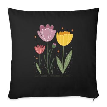 Vintage meets modern design – stylish flowers - Sofa pillowcase 17,3'' x 17,3'' (45 x 45 cm) - black - Front