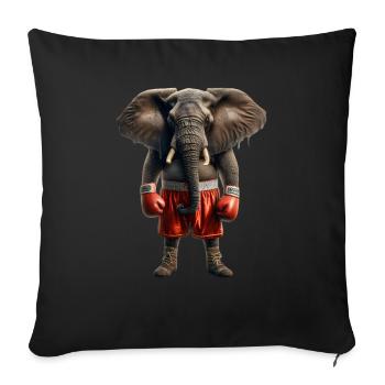 Elefant mit Boxhandschuhen - Sofakissenbezug 45 x 45 cm - Schwarz - Vorne