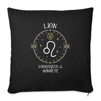 Du signe du Lion - Courageux et honnête - Housse de coussin décorative 45 x 45 cm - noir - Devant