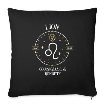 Du signe du Lion - Courageuse et honnête - Housse de coussin décorative 45 x 45 cm - noir - Devant