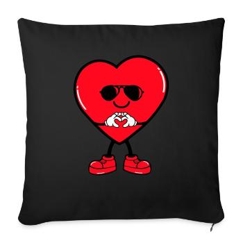 Bande dessinée Coeur - Housse de coussin décorative 45 x 45 cm - noir - Devant