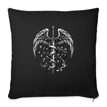 Guardian Angel Symbol | Sketch Art - Sofa pillowcase 17,3'' x 17,3'' (45 x 45 cm) - black - Front