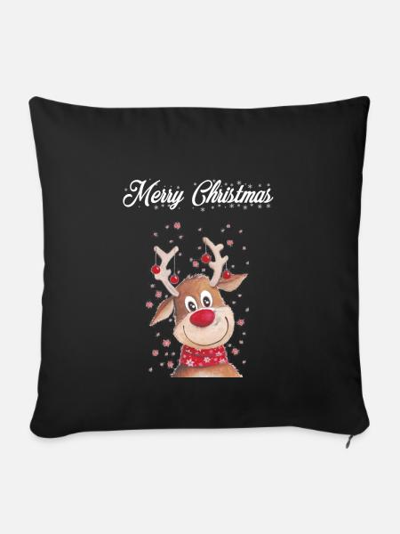 Weihnachten Rudolf Merry Christmas - Sofakissenbezug 45 x 45 cm - Schwarz