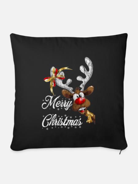 Rudolf Rentier Weihnachten - Sofakissenbezug 45 x 45 cm - Schwarz