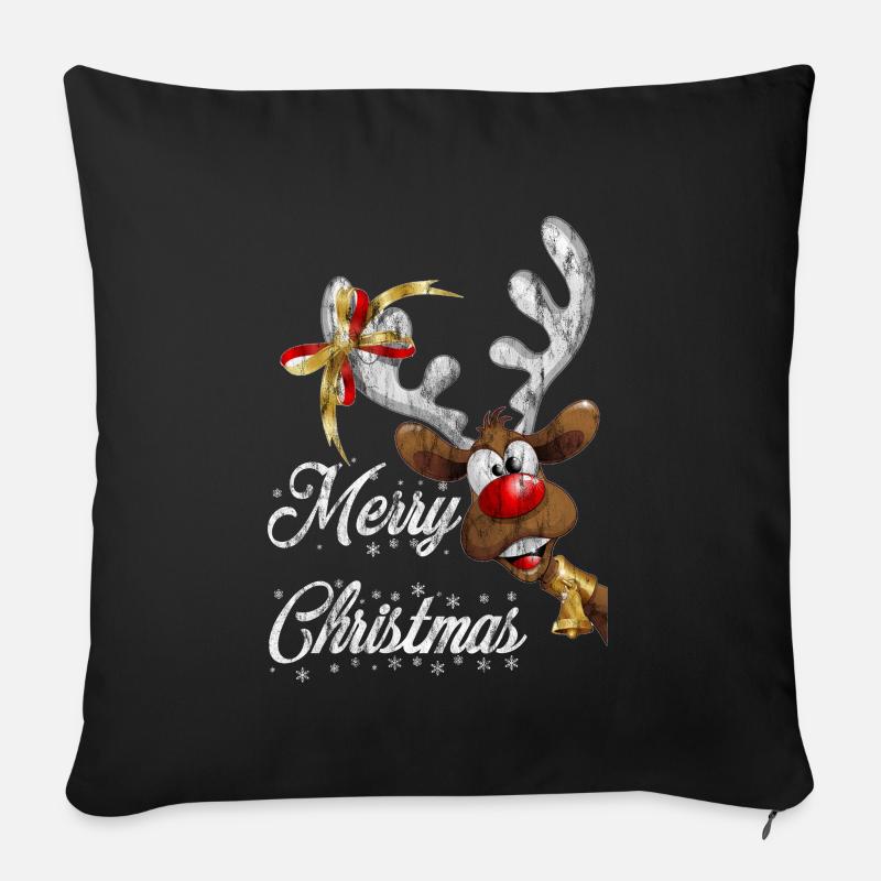 Rudolf Rentier Weihnachten - Sofakissenbezug 45 x 45 cm - Schwarz