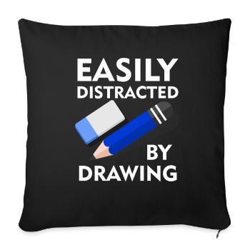 Distrait par le dessin Funny Hobby Illustrator - Housse de coussin décorative 45 x 45 cm - noir - Devant