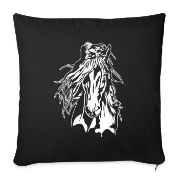 PFERD Portrait Pferde Reiter Wilsigns - Sofakissenbezug 45 x 45 cm - Schwarz - Vorne