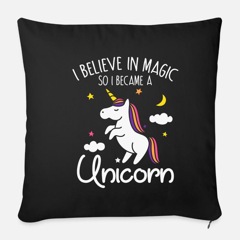 Einhorn Believe in Magic - Sofakissenbezug 45 x 45 cm - Schwarz