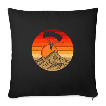 Parapente rétro, parapente, parapente montagne - Housse de coussin décorative 45 x 45 cm - noir - Devant