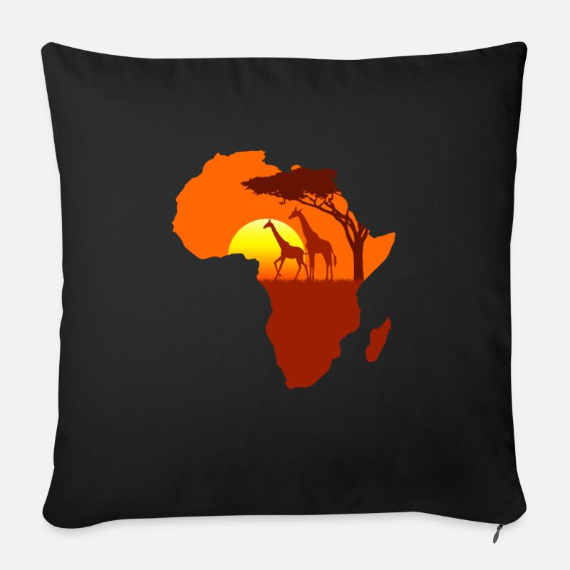 Afrika Giraffe Giraffen Reisen Urlaub Geschenk - Sofakissenbezug 45 x 45 cm - Schwarz