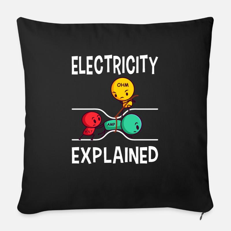 Cadeau de technicien en électronique électricien électricien - Housse de coussin décorative 45 x 45 cm - noir