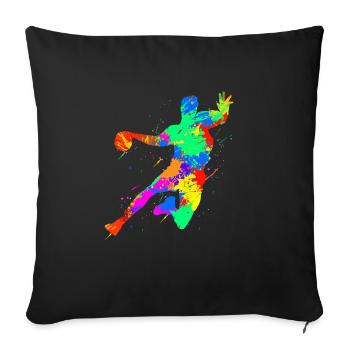 Aquarell Kunst Handball Sport Fan Liebhaber - Sofakissenbezug 45 x 45 cm - Schwarz - Vorne