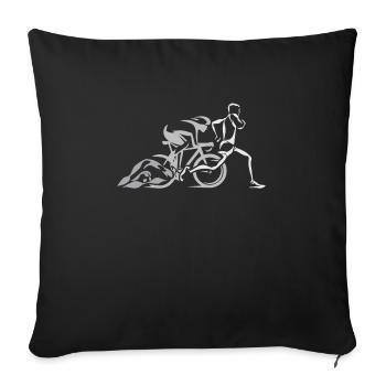 Natation Cyclisme Course triathlon triathlète - Housse de coussin décorative 45 x 45 cm - noir - Devant