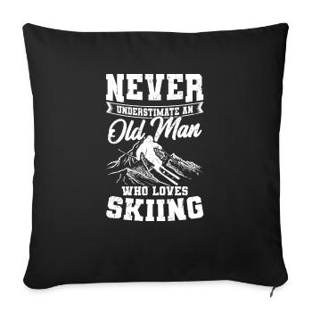 Ne sous-estimez jamais le cadeau de grand-père de grand-père de ski - Housse de coussin décorative 45 x 45 cm - noir - Devant
