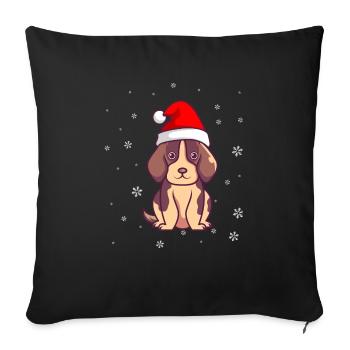 Noël Chien Père Noël Noël Vacances d'hiver - Housse de coussin décorative 45 x 45 cm - noir - Devant