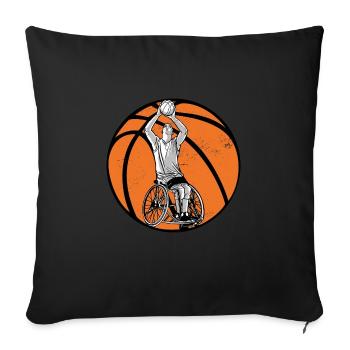 Rollstuhl Basketball Design für Rollstuhlfahrer - Sofakissenbezug 45 x 45 cm - Schwarz - Vorne