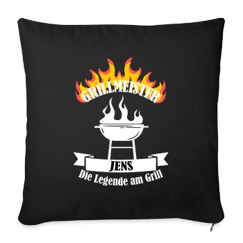 Grillmeister Jens lustiger Spruch Vorname - Sofakissenbezug 45 x 45 cm - Schwarz - Vorne